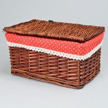 AKCIA! 350FL/S PRÚTENÝ KOŠÍK TM.HNEDÝ VZOR BODKA M:36x26x20cm  - Koše, košíky s plátnem | FLORASYSTEM
