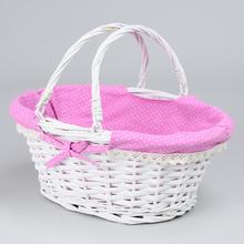 PRÚTENÝ KOŠÍK BIELY VZOR SRDCE 35x27x15cm - FLORASYSTEM