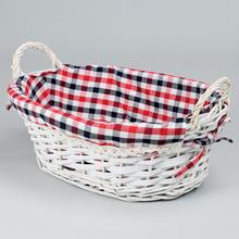 PRÚTENÝ KOŠÍK BIELY VZOR KOCKA  L:38x28x13cm  - Koše, košíky s plátnem | FLORASYSTEM