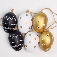 ZÁVES VAJCE PLAST S/6 6CM ZLATÁ/ČIERNA/BIELA - FLORASYSTEM