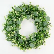 VENIEC EUKALYPTUS ŽLTÝ KVET 46CM - Věnec zeleň | FLORASYSTEM