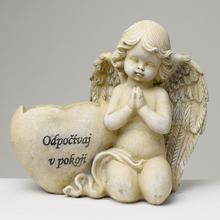 ANJEL SO SRDCOM SIVÝ 21,5x12x18,5CM POLYRES - Šedé | FLORASYSTEM