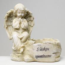 ANJEL NA SVIEČKU SIVÝ 18x10x17,5CM POLYRES - Šedé | FLORASYSTEM