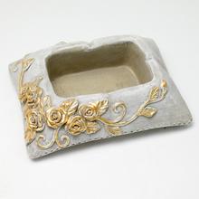 OBAL CEMENT ŠEDÝ ZLATÁ RUŽA 25x19.5x7cm - Náhrobní | FLORASYSTEM