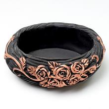OBAL KRUH CEMENT ČIERNA S MEDENOU 22x18.5x8cm - Náhrobní | FLORASYSTEM