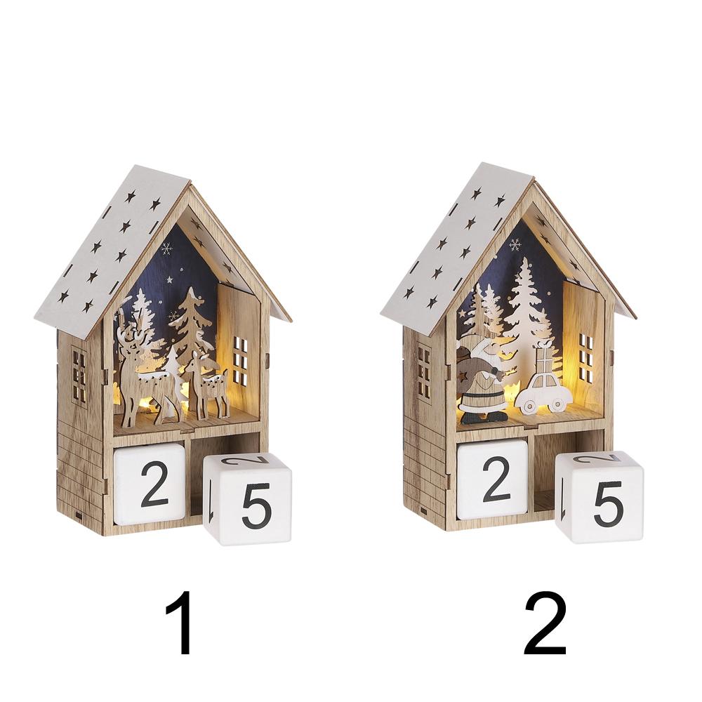 Adventní domeček s kostkami a LED osvětlením v mixu barev.