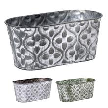 OBAL OVÁL KOV MIX 3F ZELENÝ ORNAMENT V:10x24x12,5CM SUPER CENA! - Kovové nádoby | FLORASYSTEM