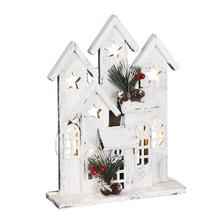 super cena! DOMČEK biely 10 led na batérie - d23xš7xv30cm - Led dřevo | FLORASYSTEM