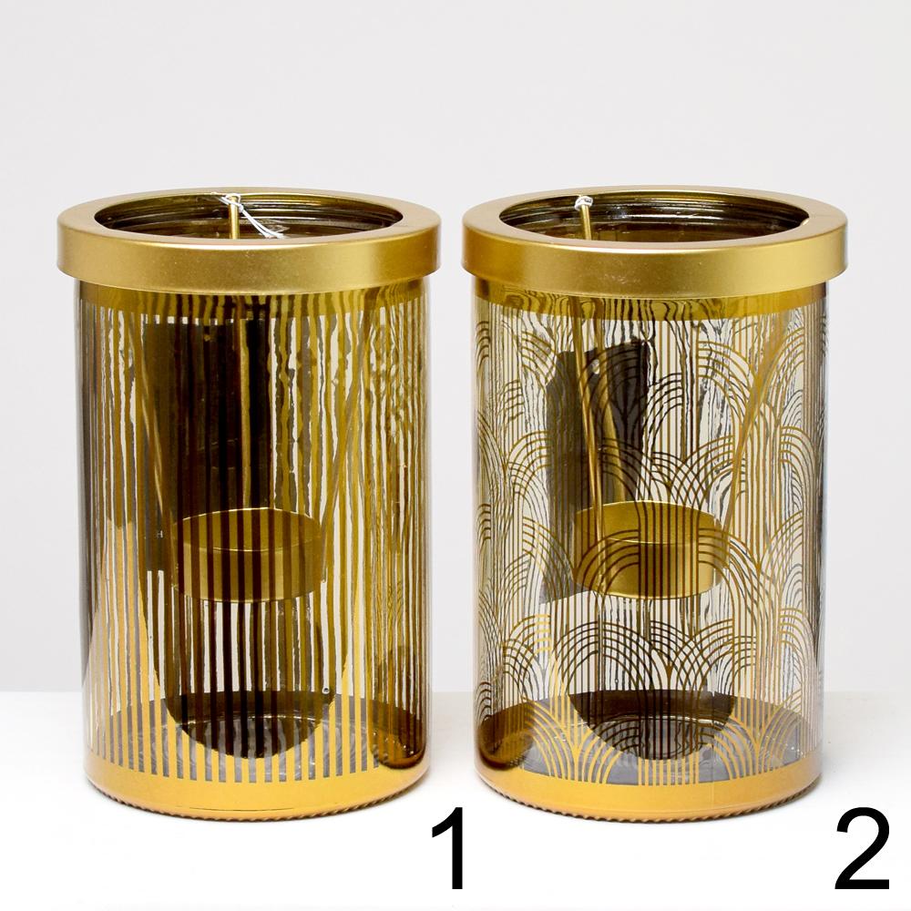 Kovový svícen na čajovou svíčku, 15 cm, 2 různé designy.