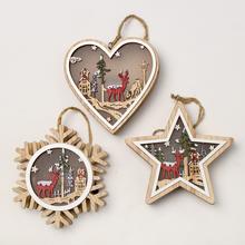 DEKORÁCIA ZÁVES DREVO S LED 4ASS - Domek | FLORASYSTEM