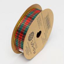 STUHA 25MMX10Y káro zel/červ. - Vánoční stuhy | FLORASYSTEM