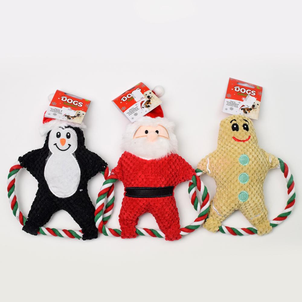 Hračky pro psa s vánočním designem - Santa, tučňák a perníkový muž.