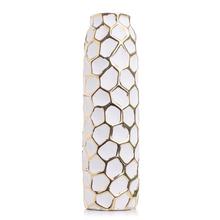VÁZA BIELY VZOR PORCELÁN 9.4*9.4*31.7CM - FLORASYSTEM