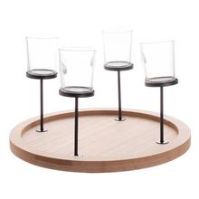 SVIETNIK ADVENT DRE/KOV/SKLO NAT/ČIE 29.7*29.7*17.5cm - Svícen, věnec adventní | FLORASYSTEM