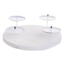 SVIETNIK KRUH BIELY 4 SVIEČKY DREVO 25x7CM - FLORASYSTEM