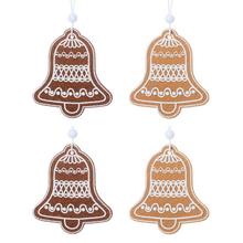 PERNÍKOVÉ ZVONČ. TEXTIL HNEDÉ S/4 12*1.5*16cm - Vánoční perníkové dekorace | FLORASYSTEM