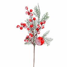 VIAN. VETVIČKA TUJA, ČERV. JABLKO, BOBULE ĽADOVÉ 38CM - Bobule červené | FLORASYSTEM