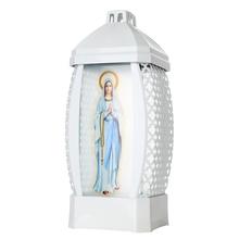 LAMPION GLAMOUR PANNA MÁRIA PLAST BIELA 13x30cm - Hřbitovní svíčka bez náplně | FLORASYSTEM