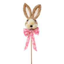 ZÁPICH ZAJAC HLAVA S RUŽ. MAŠLOU, SLAMA 8*8*34CM - FLORASYSTEM
