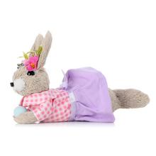 ZAJAČICA LEŽIACA RUŽ/FIA OBLEČENIE, MODRÉ VAJÍČKO, PRIADZA 12*19*12CM - FLORASYSTEM