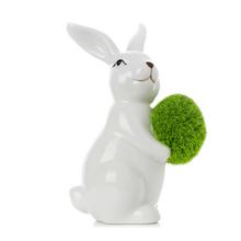 ZAJAC BIELY S MACHOVÝM VAJCOM PORCELÁN 12*9,8*18,8*18,7CM - Keramické | FLORASYSTEM