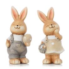 ZAJAČIKY HNEDÉ V ŠATÁCH S VAJÍČKOM A KOŠÍKOM MIX/2 KERAMIKA 7,5*6,8*17CM - Keramické | FLORASYSTEM