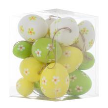 ZÁVES VAJCE ŽLT, BIE, ZEL S KVIETKOM S/18 12,1*9,6*9,6CM - Plastové vzorované | FLORASYSTEM