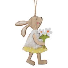 ZÁVES ZAJAČICA BIE KOŽÚŠOK, KVETY NAT/BIE DREVO 9*13*0,6CM - Zajíčci | FLORASYSTEM