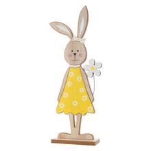 ZAJAČICA S KVETINOU NAT/BIE/ŽL DREVO 12*5*34CM - Dřevěné | FLORASYSTEM