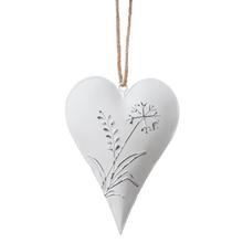 ZÁVES SRDCE KVET. MOTÍV BIELY PLECH 13,5*10*2CM - FLORASYSTEM