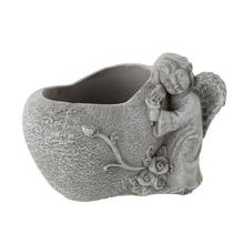 OBAL SRDCE ANJEL CEMENT SIVÁ 15.5x13x12.5CM - FLORASYSTEM