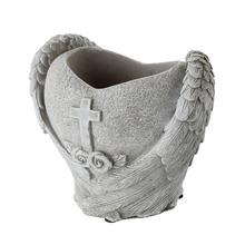 OBAL SRDCE KRÍDLA KRÍŽ CEMENT SIVÁ 17x11x15CM - FLORASYSTEM