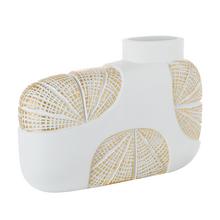 AKCIA VÁZA DECO BIELA VZOR MUŠLA 31X9,5XV21,5CM - FLORASYSTEM