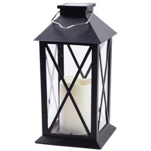 LAMPÁŠ ČIERNY SOLAR 1L LED 14x14x28CM - Hřbitovní svíčka dioda | FLORASYSTEM