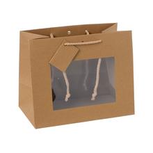 TAŠKA KRAFT DARČ s oknom V19,5x24+14cm/malá - FLORASYSTEM
