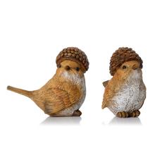 VTÁČIK HNEDÝ KLOBÚČIK ŠIŠKA, ŽALUĎ MIX/2 POLY 9,5*4,5*8CM - Figurky keramické | FLORASYSTEM