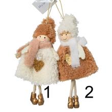 Záves deti so srdcom v krémovej a hnedej farbe, textilný mix, 15 cm.