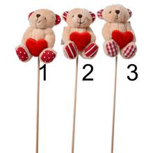 Medvedík so srdcom zápich mix 8 cm