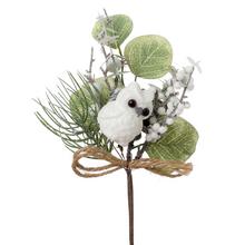 KONÁRIK ČEČINKA, SOVA, GULIČKY, ZELEŇ, BIE/ZEL GLIT 28CM - Větev zimní | FLORASYSTEM