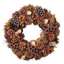 VENIEC ŠIŠKA DREVO NATUR 40x40x9CM - Věnec vánoční  | FLORASYSTEM