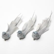 VTÁČIK NA ŠTIPCI STR/SIV GLITER MIX/3 PERIE S*3 16,5*3,5*4CM - Klipy a kolíčky | FLORASYSTEM