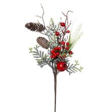 KONÁRIK TUJA, ŠIŠKY, GRAN. JAB., GUL, ČE/HNE/ZEL GLIT 48CM - Bobule červené | FLORASYSTEM