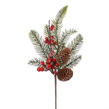 ZÁPICH ČEČINKA, ŠIŠKY, ČER. BOBULKY ZASNEŽENÉ 33CM - Bobule červené | FLORASYSTEM