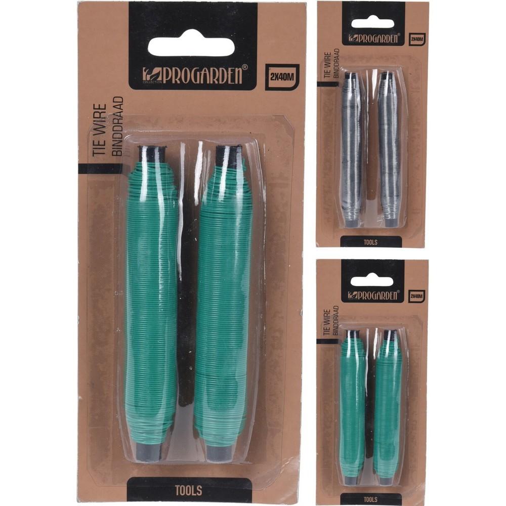 Zelený a stříbrný drát na zahradu, 40 metrů, balení po 2 kusech.