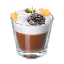 SVIEČKA DEZERT V SKLE HNEDÝ ČOKOLÁDA 9x9cm - FLORASYSTEM