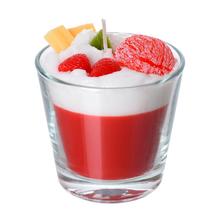 SVIEČKA DEZERT V SKLE ČERVENÝ JAHODA 9x9cm - FLORASYSTEM