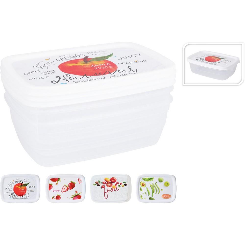 Sada 3 plastových zásobníků 600 ml s ovocným motivem.