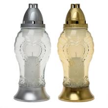 Z-343 KAH.SKLO SRDCE 110GR 28CM - Hřbitovní svíčka čiré sklo | FLORASYSTEM