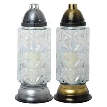 G-62 KAH.SKLO KVETY PERLEŤ 200G 37cm - Hřbitovní svíčka čiré sklo | FLORASYSTEM