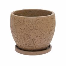 J103 KVETINÁČ + MISKA OKRÚHLY CYLINDER HNEDÁ 37xH30,3CM M - Mrazuvzdorná | FLORASYSTEM